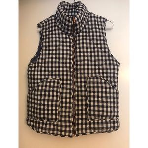 Peach Love Navy White Gingham Puffer Vest Check Sm